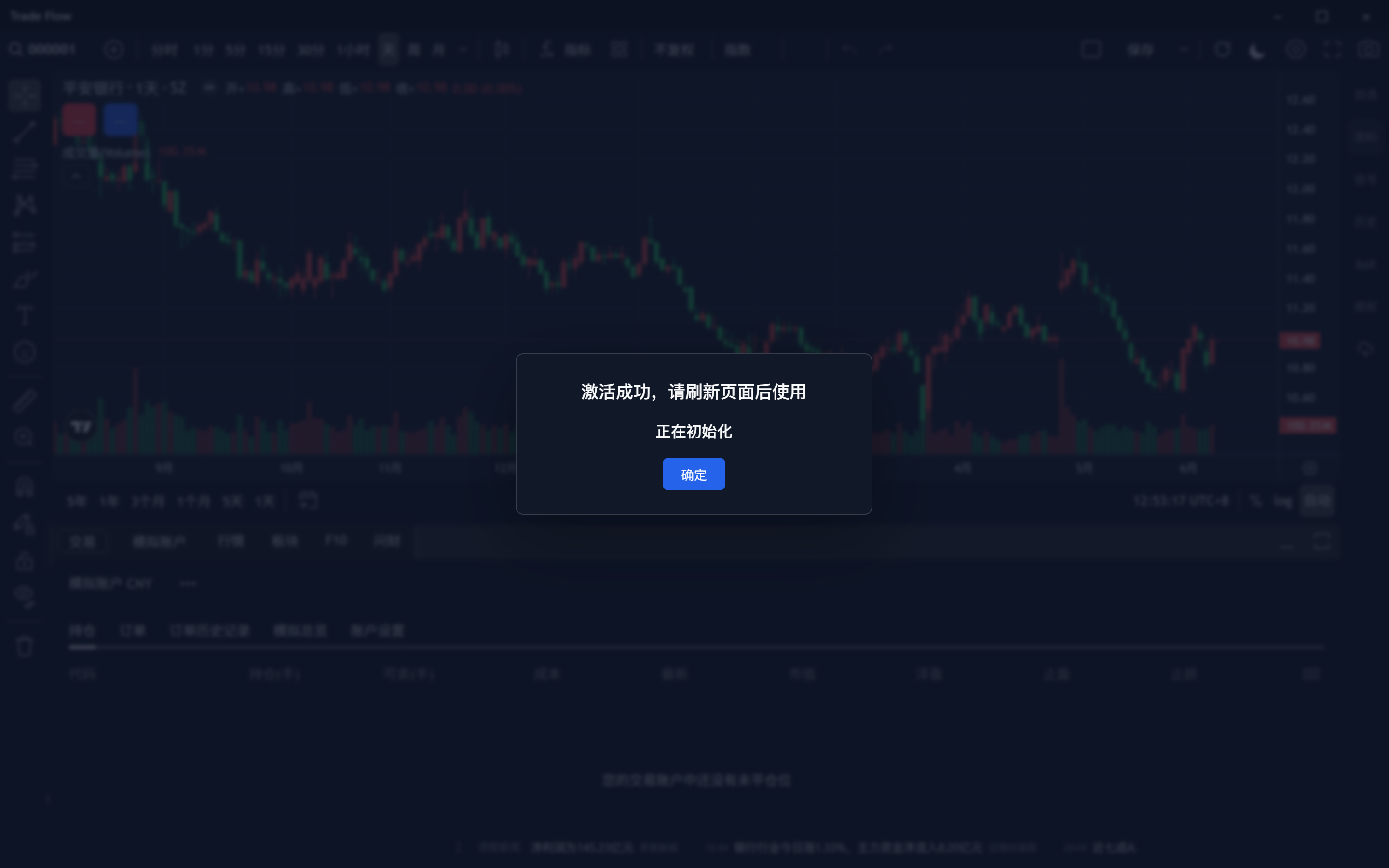 Trade Flow 初始化成功页面示意图